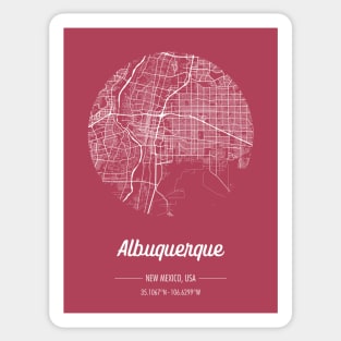 City map in red: Albuquerque New Mexico, USA with retro vintage flair Sticker